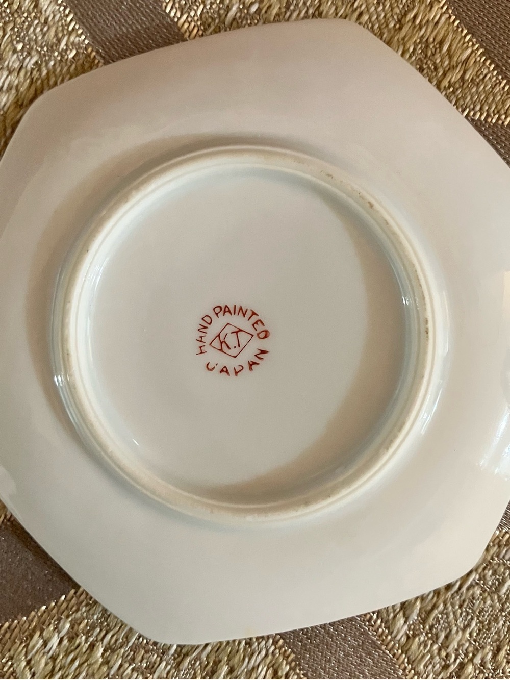 Hexagonal Floral Porcelain Butter Pat with Gold Accents - Picture 5 of 5